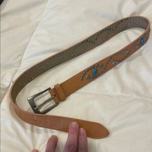 Steve Madden Tan Belt with Silver and Turquoise Accents XS